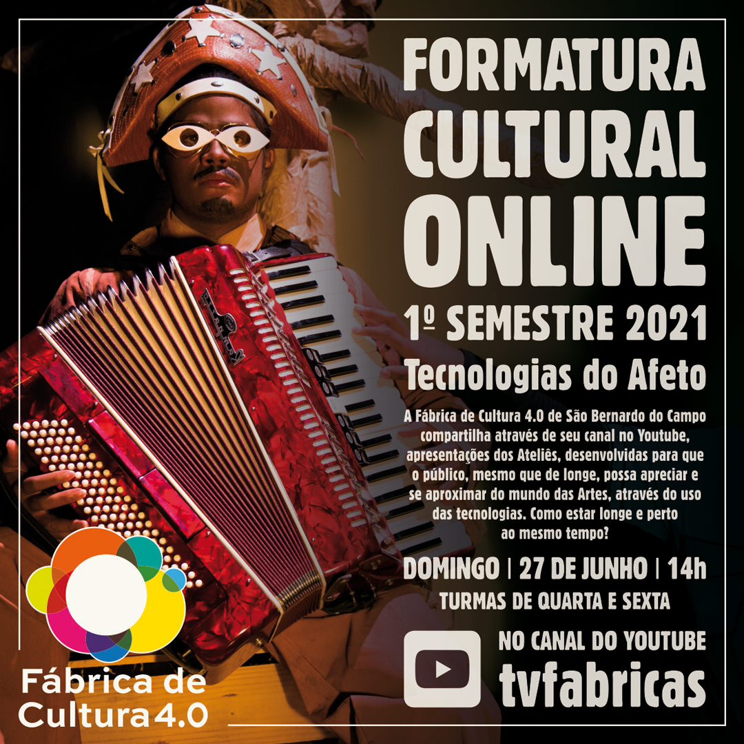 Imagem de um homem em uma apresentação musical com um texto em arte com todas informações
